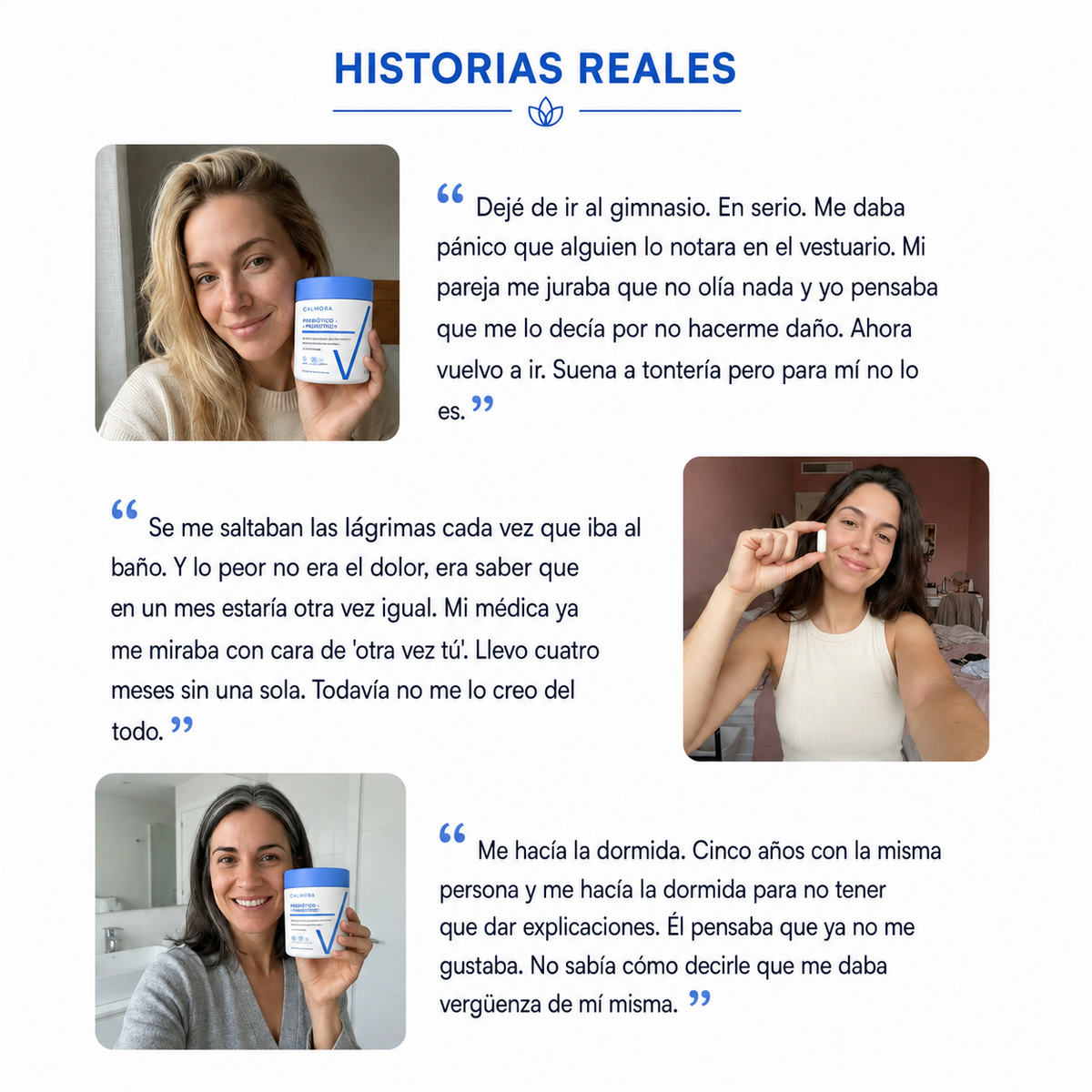 Calmora™ | Siéntete cómoda ahí abajo. Y en todas partes.
