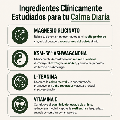 Ingredientes de la fórmula nocturna Calmora